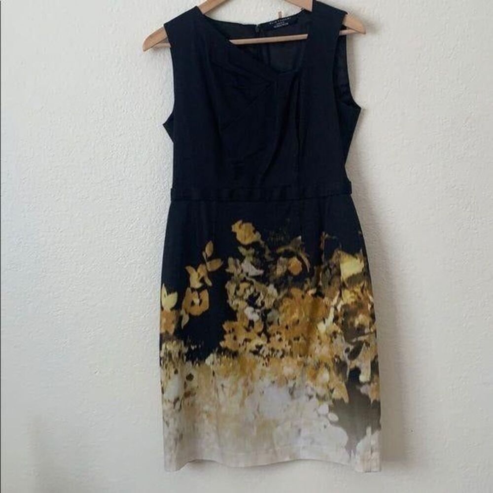 Elie Tahari Black & Gold Party Dress, Small
